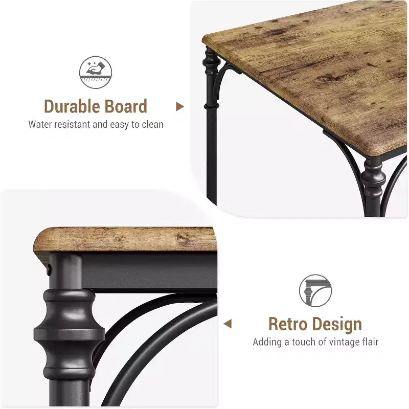 Dining Table with 4 Chairs, 5 Piece Kitchen Table Set for Small Space