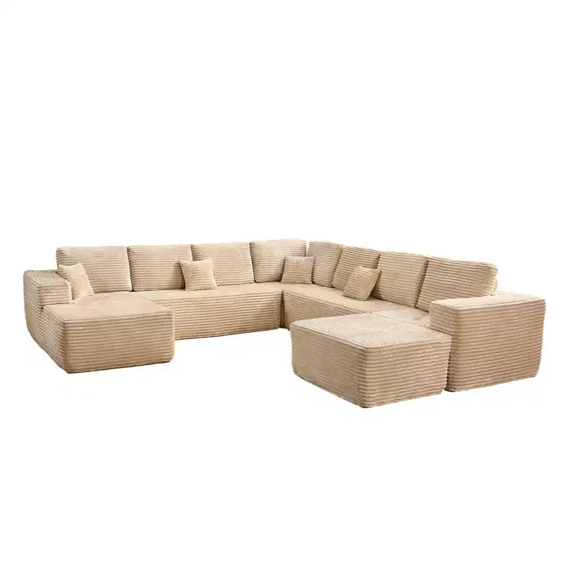 U-Shape Modular Sectional Sofa Couch, 27 Deep Seat Modern Minimalist Couches for Living Room, Style 4