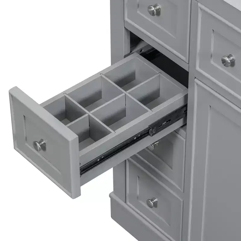 Bathroom Cabinet, 36 Inch Bathroom Vanity with 6 Drawers, Adjustable Shelf,Freestanding Bathroom Vanity Cabinet