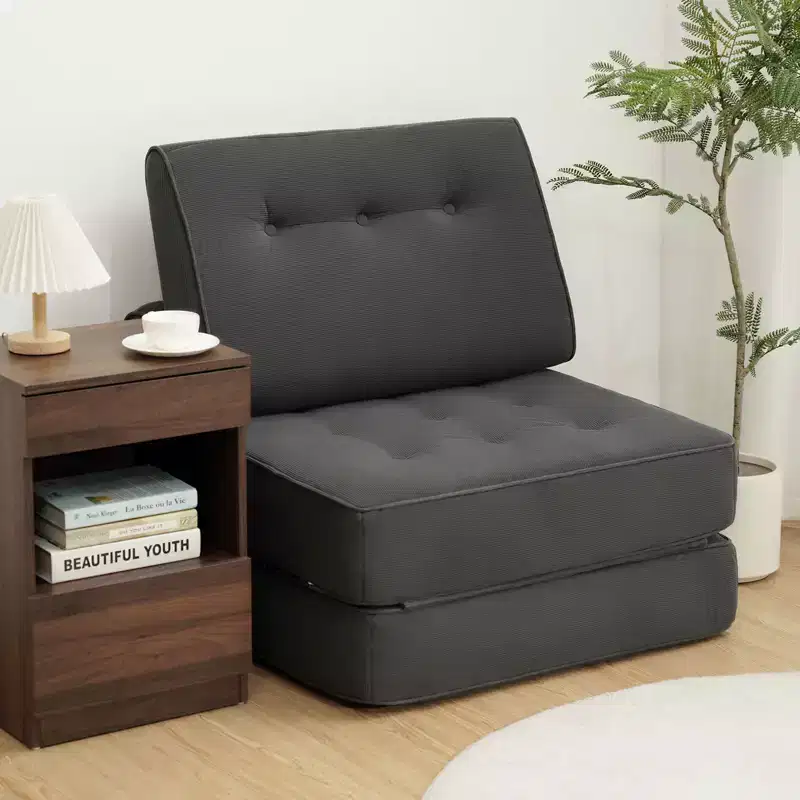 Foldable Sofa Bed with Adjustable Backrest, Portable Single Sleeper Sofa for Living Room & Office
