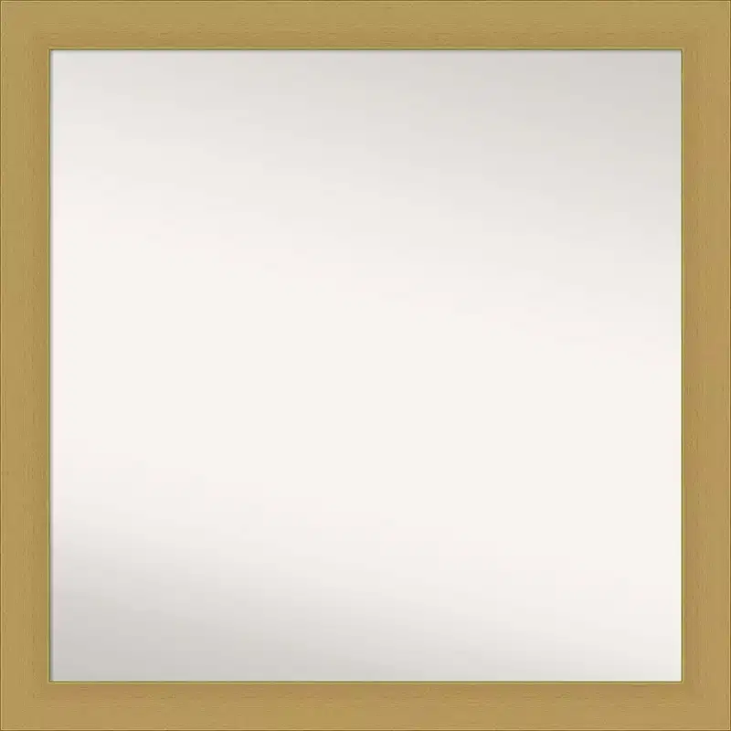 30" x 30" Non-Beveled Grace Bathroom Wall Mirror Brushed Gold - Amanti Art: Square Polystyrene Frame, Wall Mounted