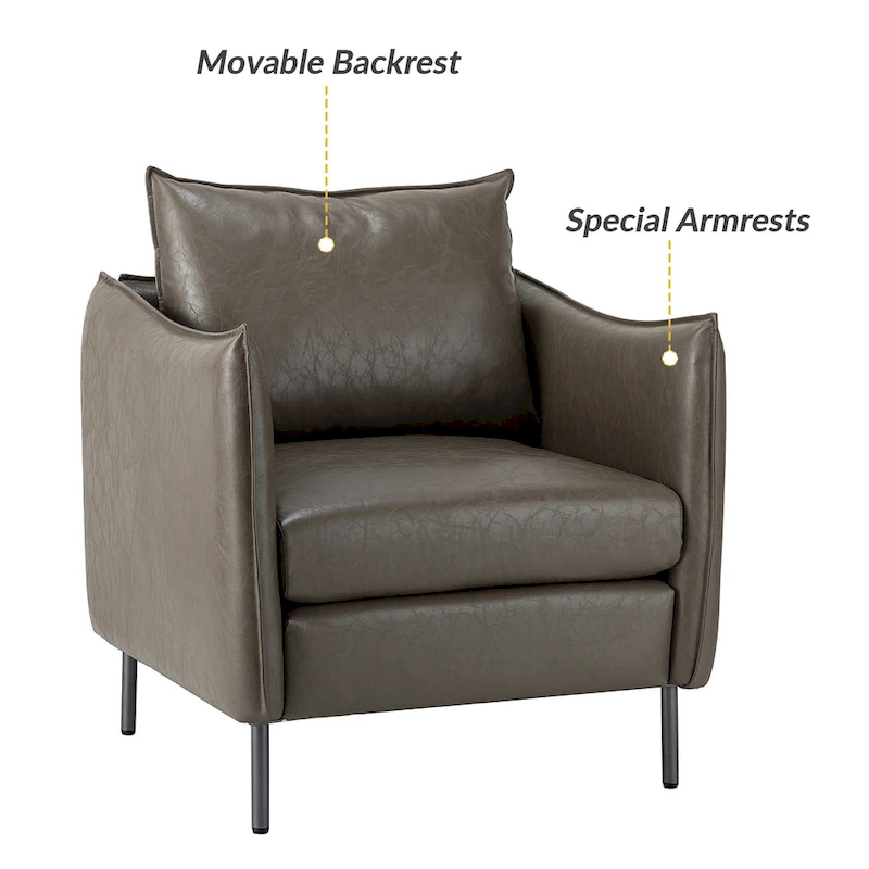 Jaime Modern Vegan Leather Accent chair with Metal Legs Set of 2 by HULALA HOME