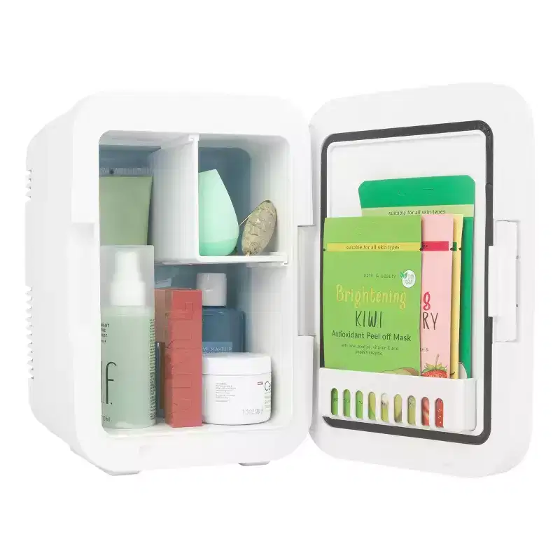 4L or 6 Can Skincare Mini Portable Refrigerator (White) by Home Complete