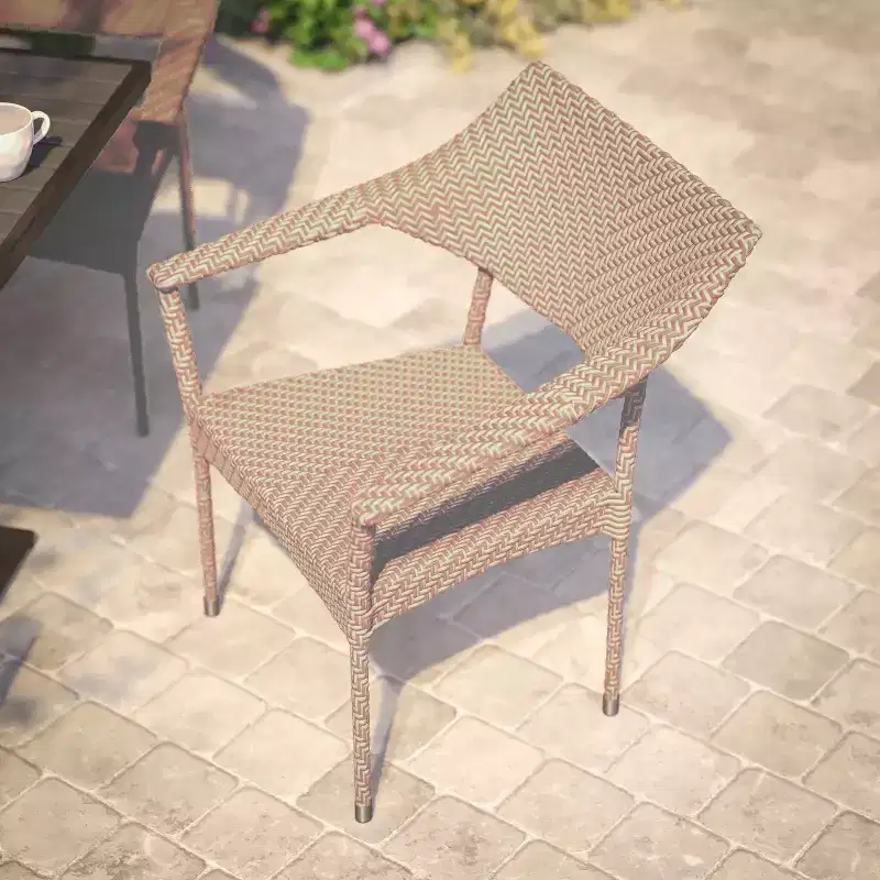 Flash Furniture Jace Commercial Grade Stacking Patio Chair, All Weather PE Rattan Wicker Patio Dining Chair