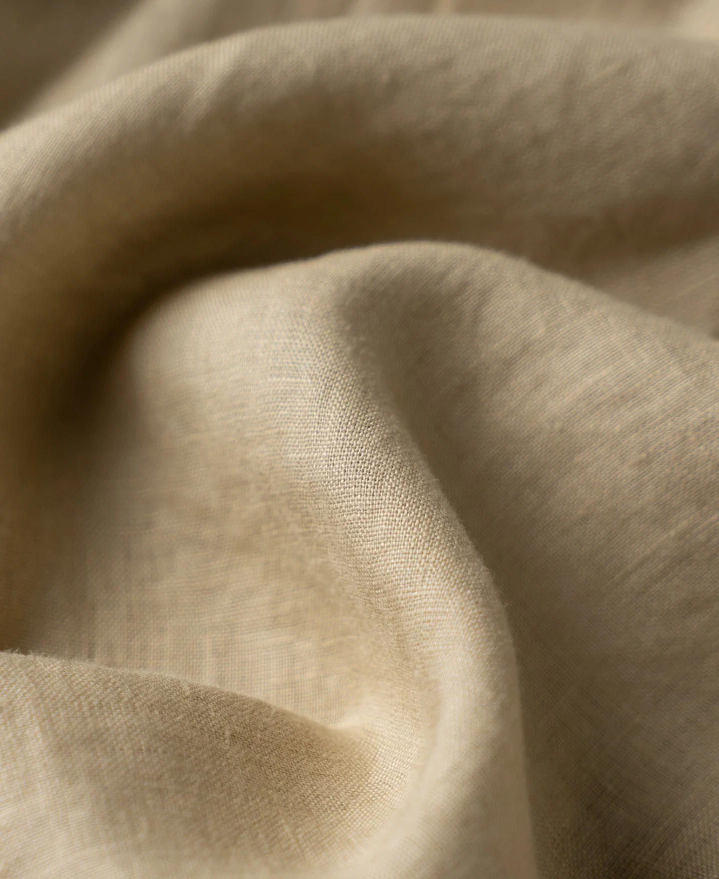 1950s Italian Collar Long Sleeve Linen Shirt - Light Coffee