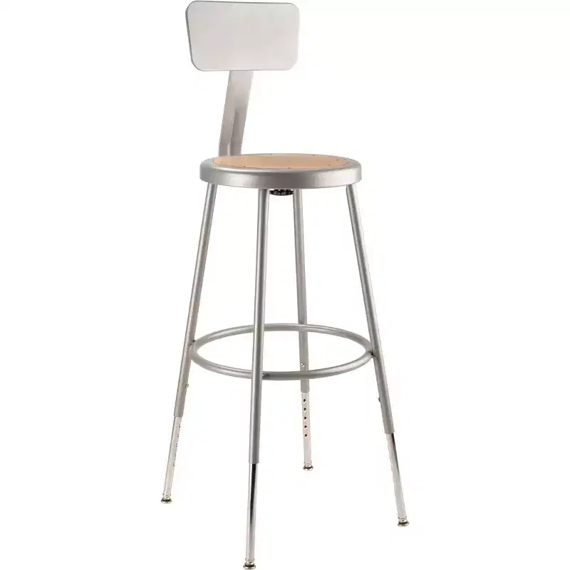 Hampden Furnishings 2pk 25"-33" Adjustable Heavy Duty Steel Barstool with Backrest Gray