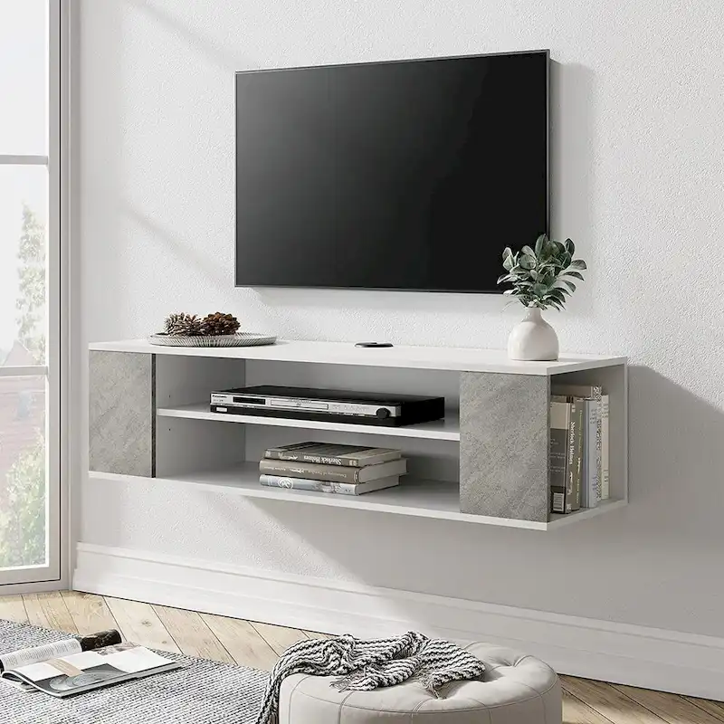 Floating TV Stand Shelf Wall Mounted Entertainment Center Floating Cabinet Media Hutch Under TV, 39 Inch