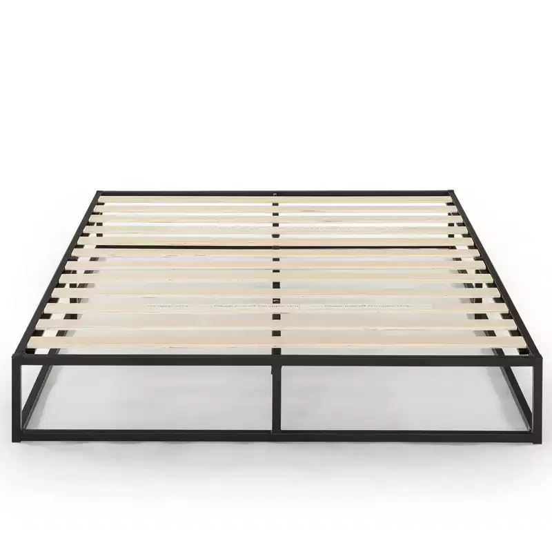 10 Metal Platform Bed Frame with Slat Foundation, King, Black