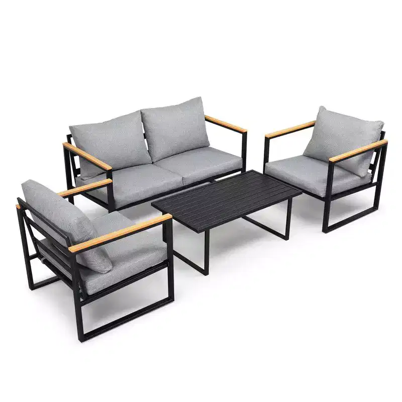 Karl Home Patio 4-Piece Metal Conversation Set with Cushions