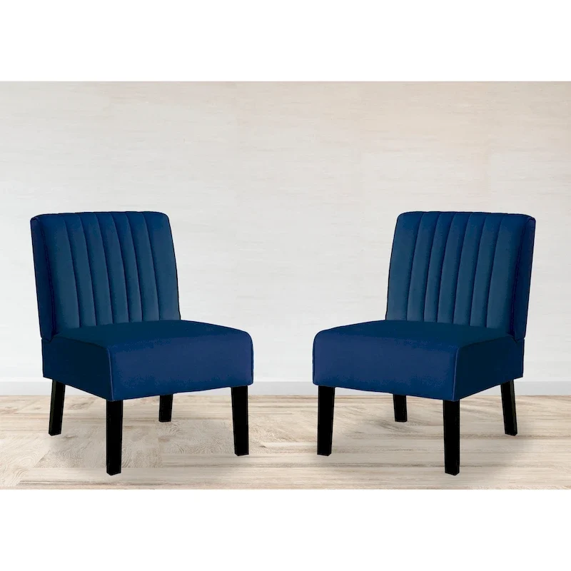 US Pride Nightingale Velvet Stripe Back Accent Chair Set of 2
