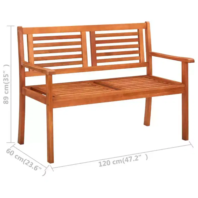 3-Seater Garden Bench - Solid Eucalyptus Wood