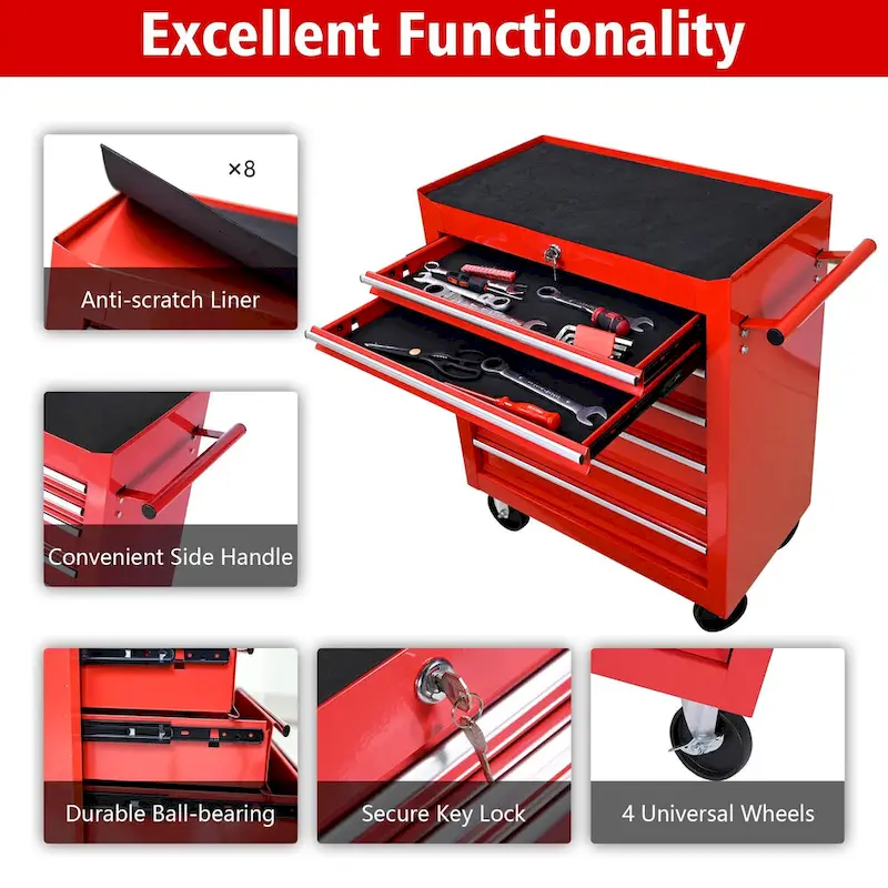 Rolling Tool Chest, Tool Chest with 7 Drawers & Wheels