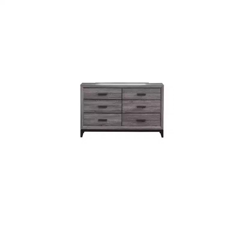 HomeStock 19 in.H Foil Horizontal Dressers with 6 - Drawers in Gray Finish