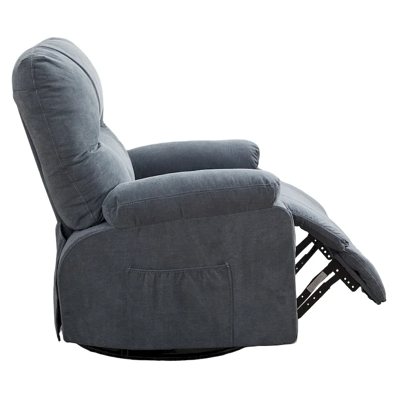 360 Linen Swivel Rocker Recliner with Side Pockets
