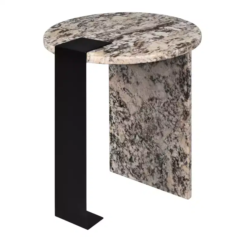 JONATHAN Y Lyra 20.66 Contemporary Natural Marble/Metal Handmade Round End Table