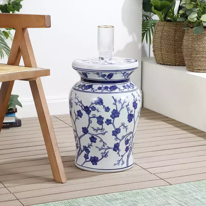 Cherry Blossom 17.7 Ceramic Garden Stool/Accent Table