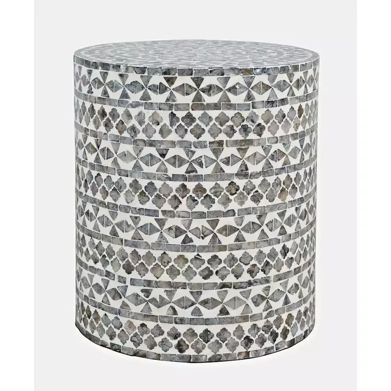 Jofran,Global Archive Small Terrazzo Handcrafted Capiz Shell Accent Table- Brown Color
