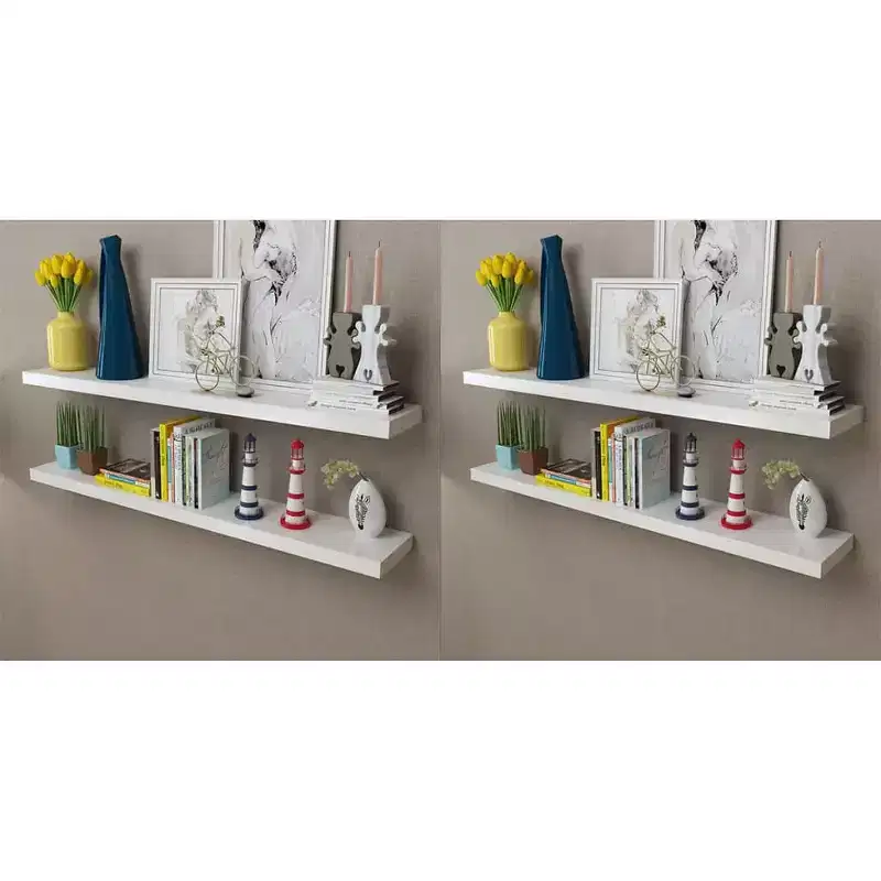 Wall Rack Set of 4 White MDF 47.2 in long Wall Mounted
