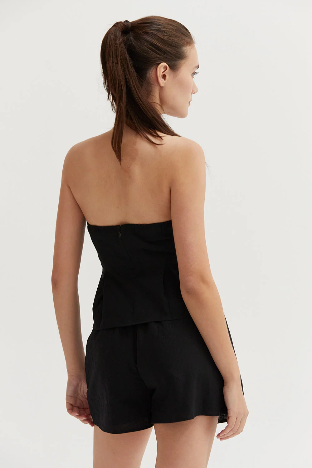 Linen Cotton Blend Strapless Tube Top Fit and Flare Silhouette