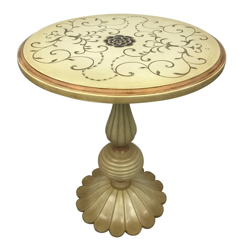 Florentine Hand Painted Wooden Antique Reproduction Accent Round Table