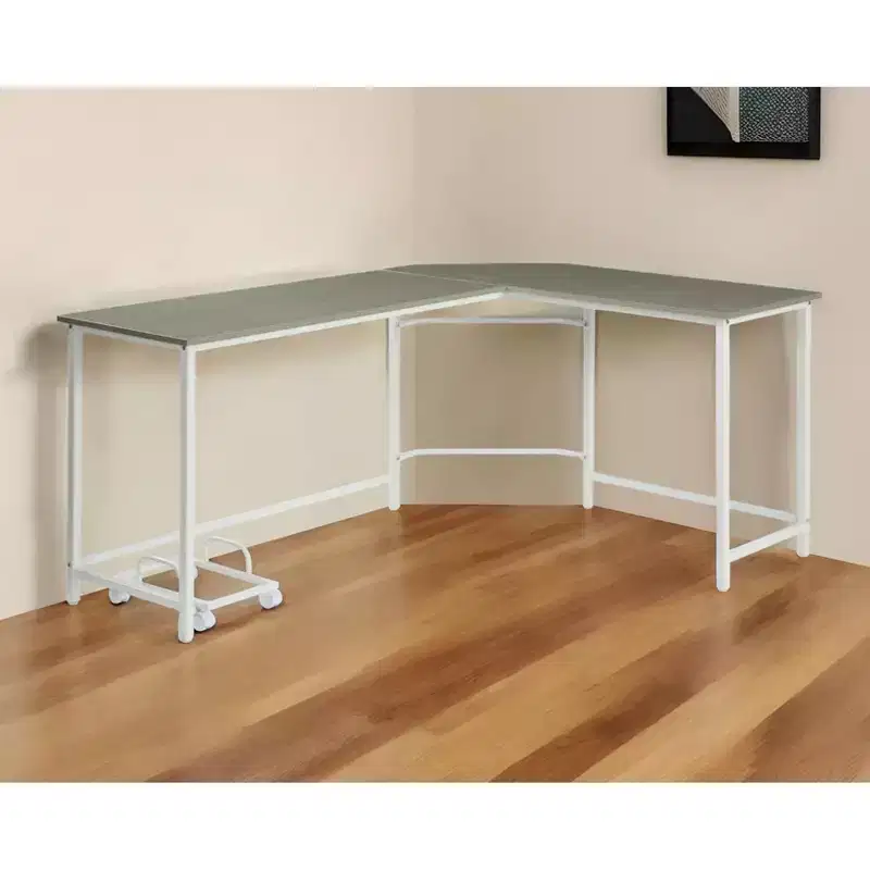 HomeRoots 66 Gray and White L Shape Computer Desk