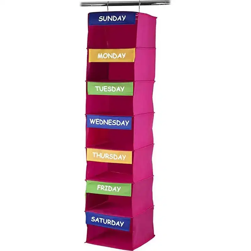 Rainbow 7-Shelf Kids Hanging Closet Organizer, Portable