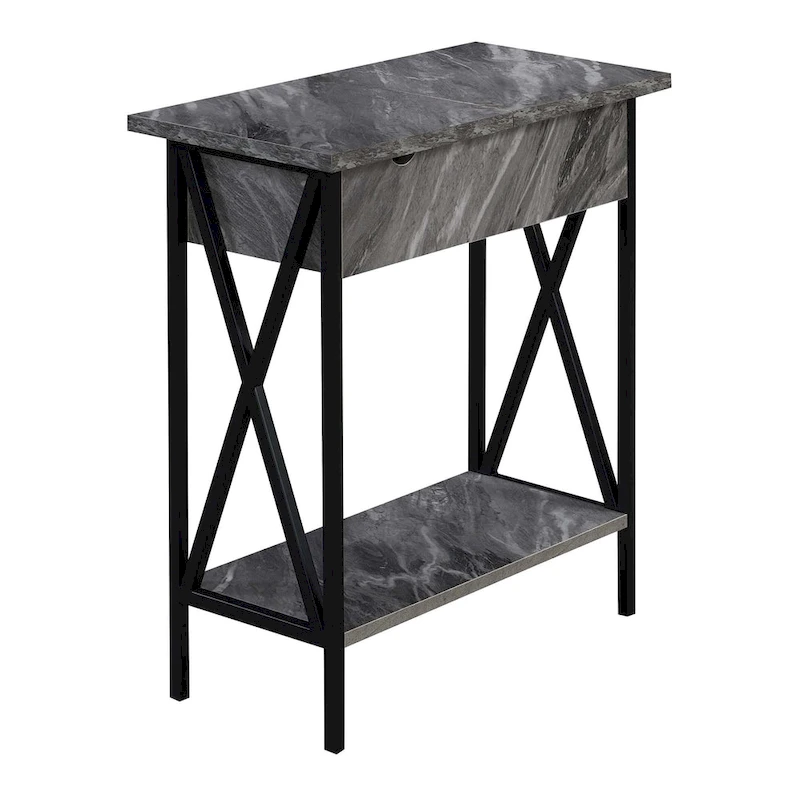 Convenience Concepts Tucson Flip Top End Table with Charging Station and Shelf