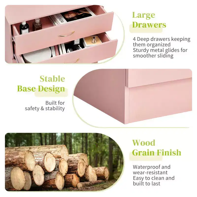 25.98In. W 4 Drawer Dresser