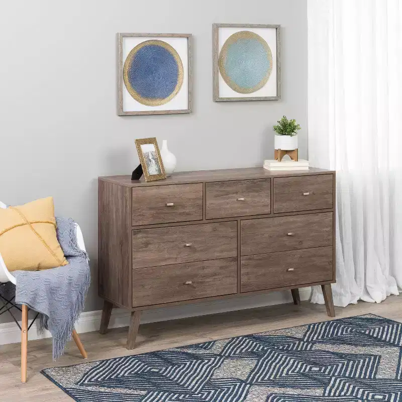 7 Drawer Milo Mid-Century Modern Dresser - Prepac