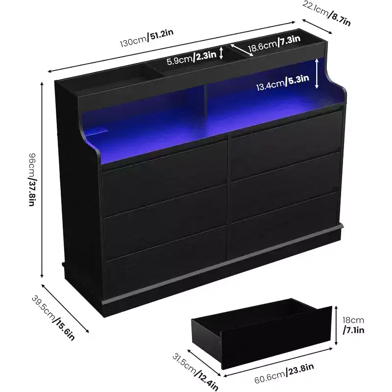 6 drawer dresser, modern wardrobe drawer organizer, wooden storage cabinet for bedroom, living room, entryway