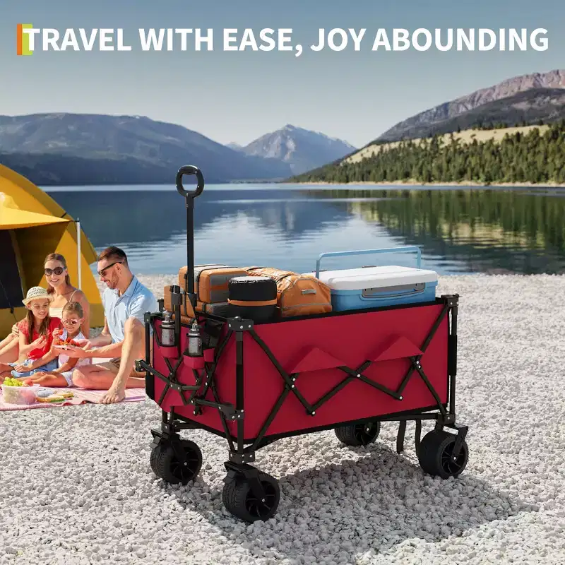 Stroller, Heavy Duty Multi-Purpose Stroller - Foldable Beach Stroller with All-Terrain Wheels and Beach Cup Holder