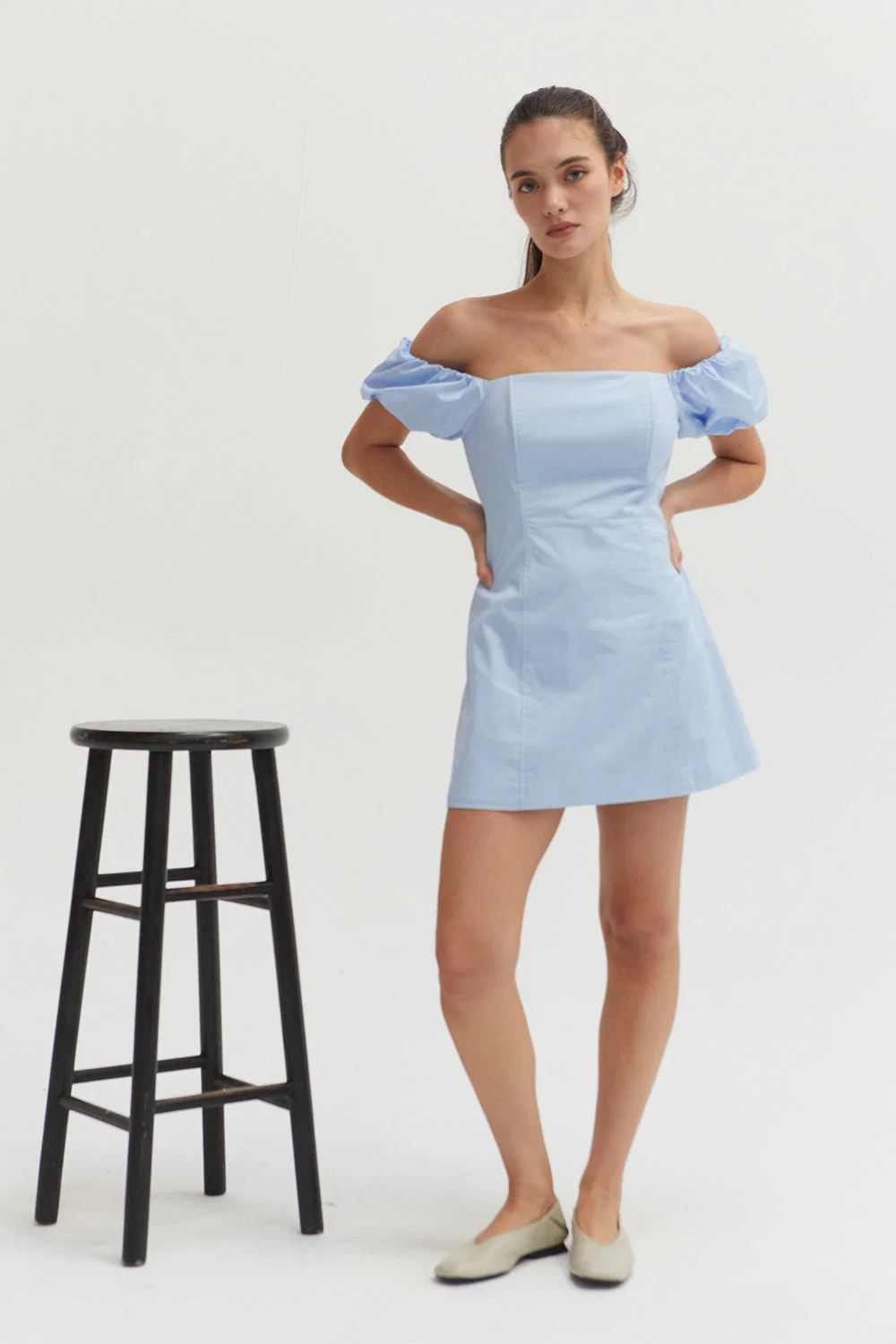 Off Shoulder Puff Sleeve Mini Dress