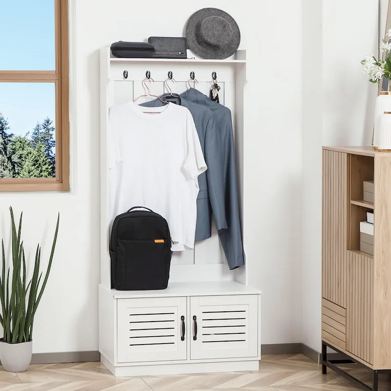 Entryway Hall Tree Bench with Shoe Storage