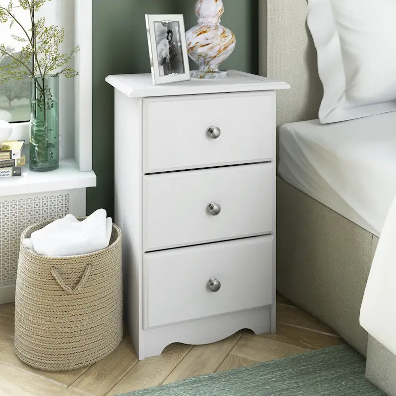 100% Solid Wood 3-Drawer Nightstand with Metal or Wooden Knobs