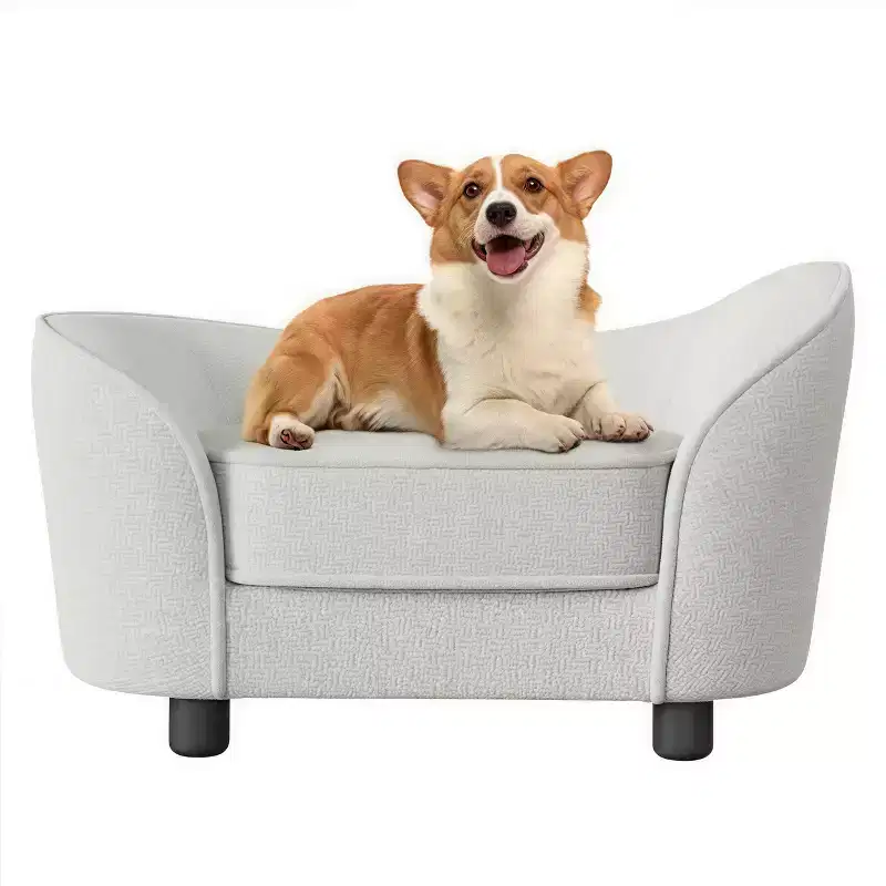 Pet Sofa Bed, Chenille Sofa with Washable Cushions, Suitable for Cats and Dogs, Gray