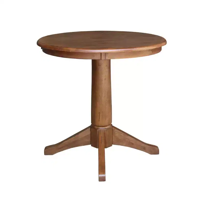 29.9" Dining Tables  Round Top Pedestal Distressed Oak