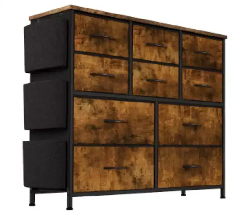 10-Drawer Fabric Dresser with Iron+MDF+PB Frame, Cationic Non-woven Fabric,