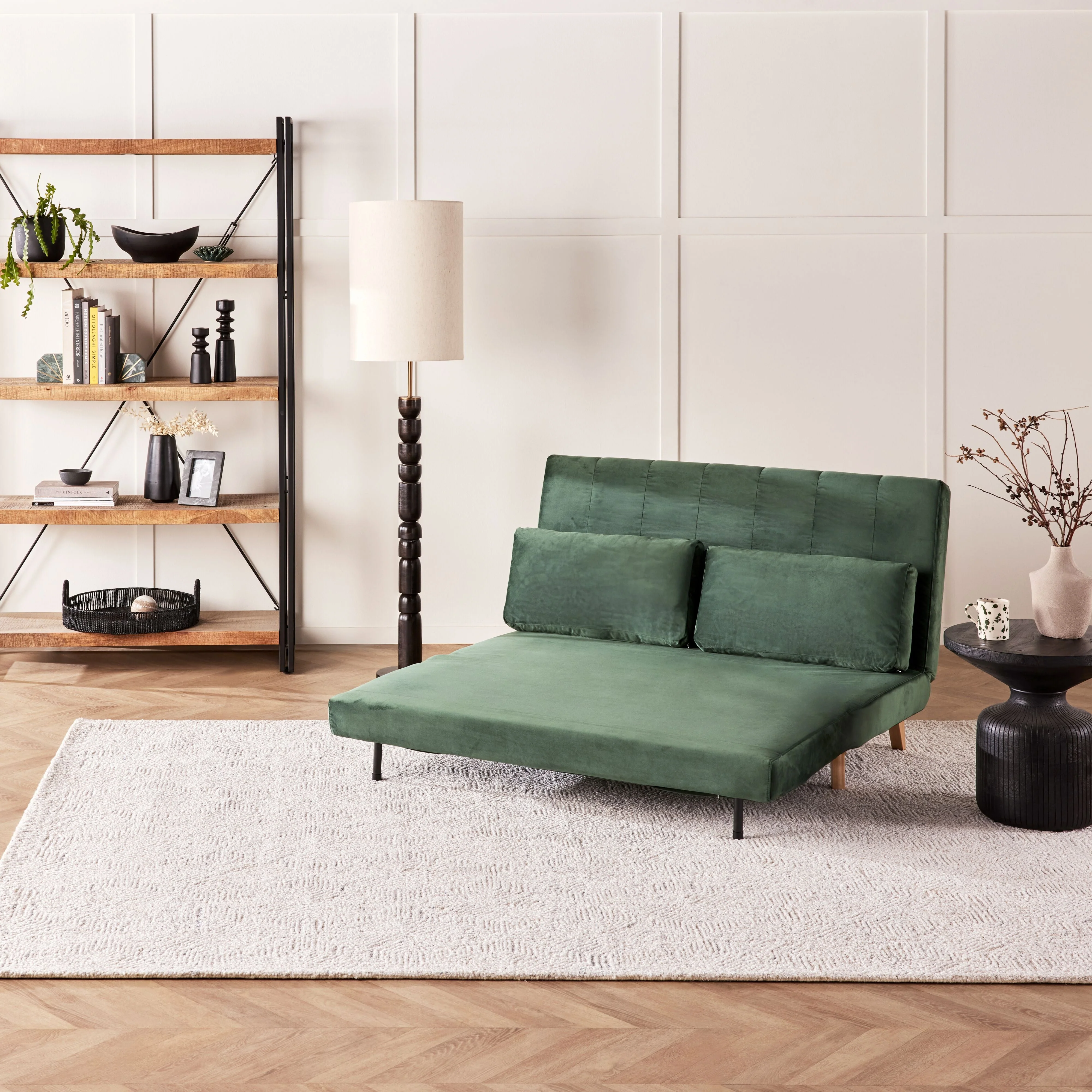 Velvet Double Sofa Bed Emerald Green