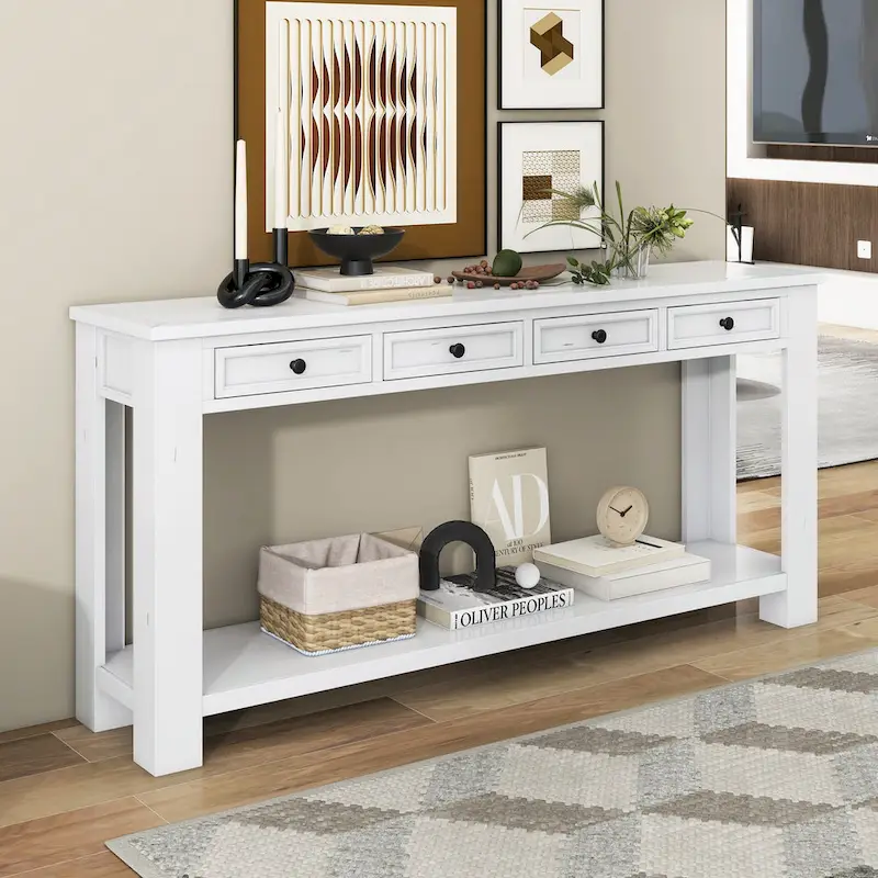 Console Table/Sofa Table with Storage Drawers and Bottom Shelf