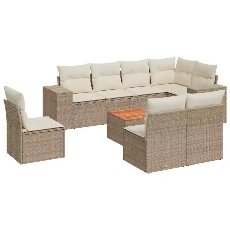 vidaXL Patio Sofa Set with Cushions Outdoor Furniture Poly Rattan