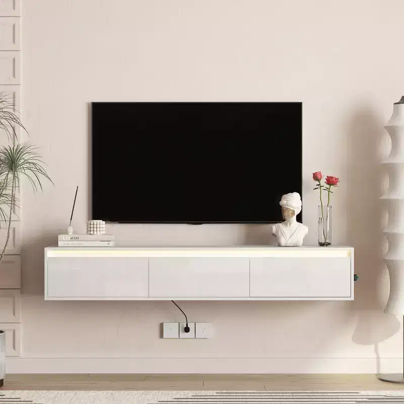 MDF Wall-Mounted TV Shelf 11.02''H x 64.96''W x 11.81''D
