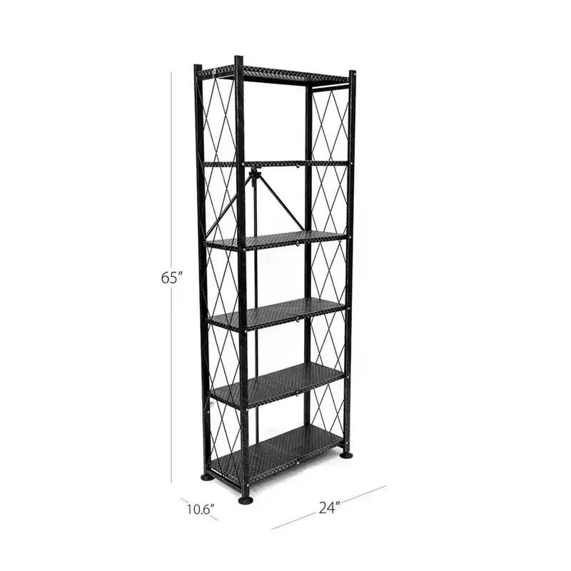 Origami 3 Pack 6 Shelf Bookcase Open Style Organizer Freestanding Large Book Shelf Modern Living Room Vertical Furniture, No Assembly Required, Black