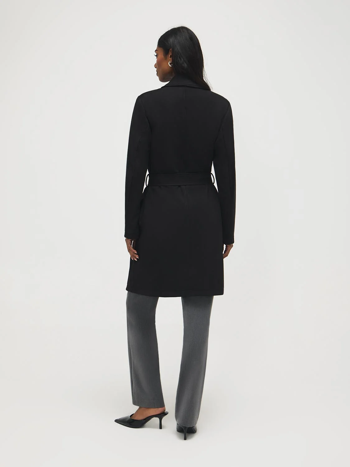 Faux Suede Mid-Length Coat