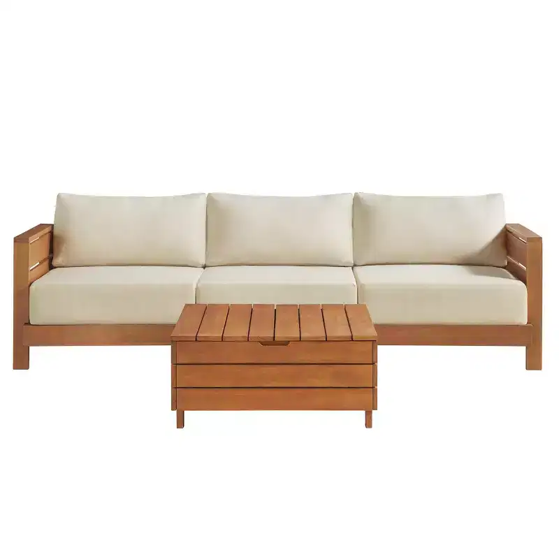 Alaterre Furniture 2pc Barton Outdoor Patio Weather Resistant Furniture Set with Couch & Lift Top Coffee