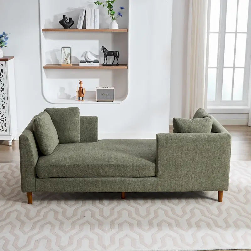 Wide Modern Double-Sided Upholstered Chaise Lounge