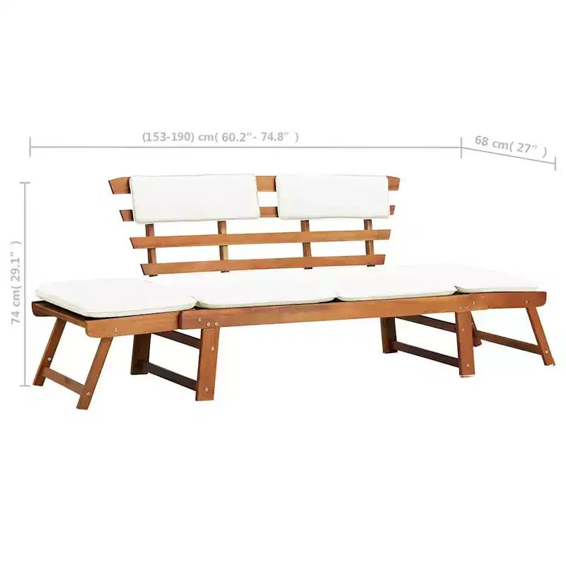 vidaXL Garden Bench Green, Brown Solid Acacia wood, Polyester Medium