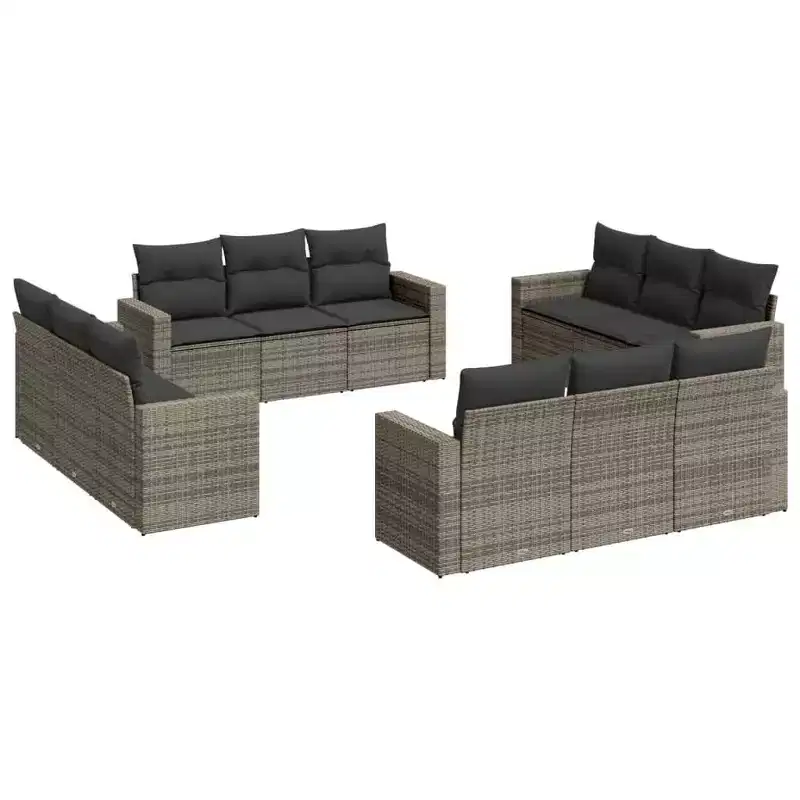 vidaXL 12 Piece Patio Sofa Set with Cushions Poly Rattan