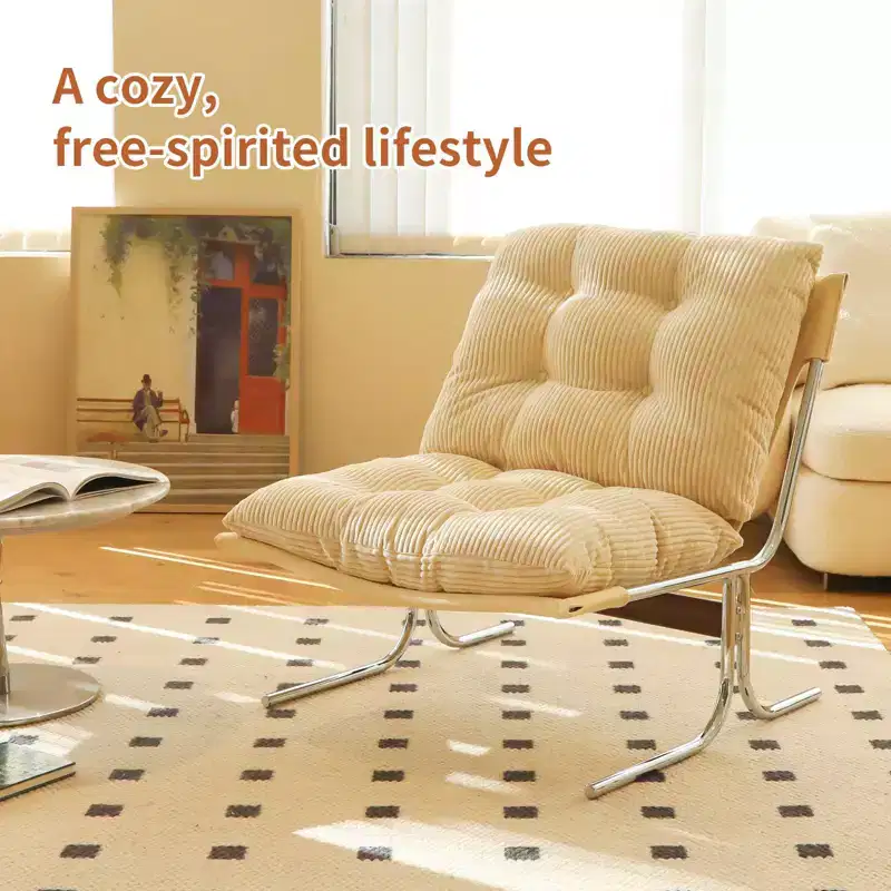 Oversized Modern Accent Chair for Living Room & Home Office - Chrome Metal Frame