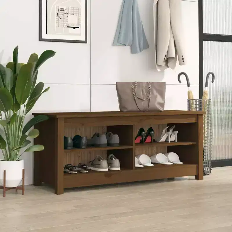 vidaXL Shoe Bench Honey brown Solid pine wood Medium Shoe Bench