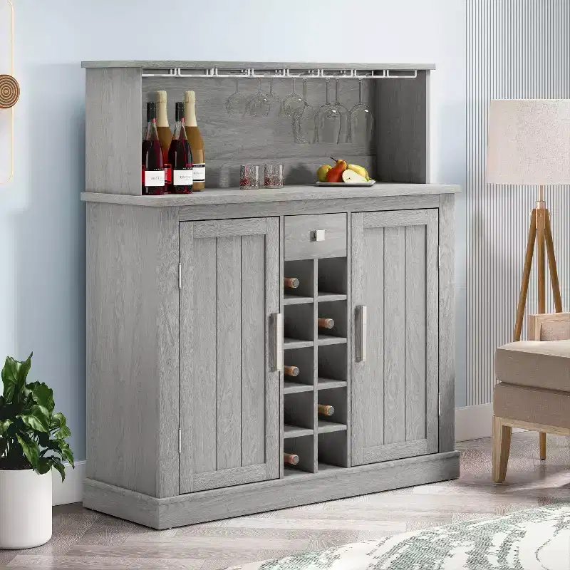 47 in Wood Granite Pattern Storage Cabinet
